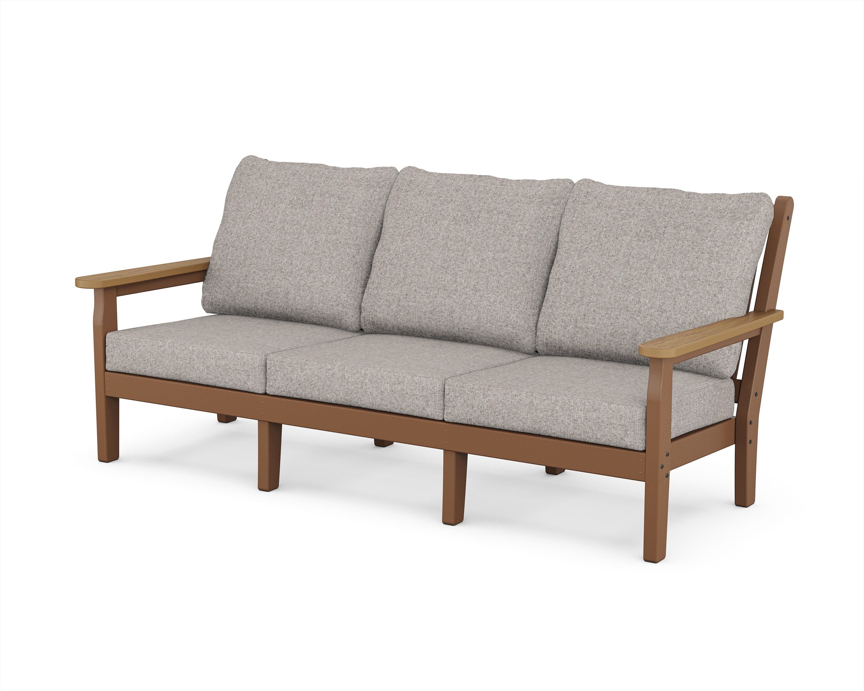 POLYWOOD® Chippendale Deep Seating Sofa in Teak / Natural / Weathered Tweed