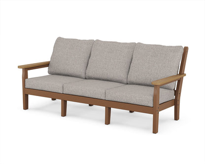 POLYWOOD® Chippendale Deep Seating Sofa in Teak / Natural / Weathered Tweed