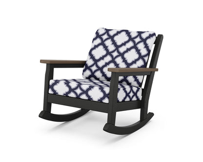 POLYWOOD® Chippendale Deep Seating Rocking Chair in Black / Kona / Trellis Navy