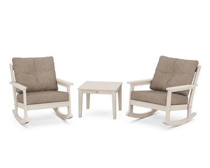 POLYWOOD® Vineyard 3-Piece Deep Seating Rocker Set in Sand / Spiced Burlap