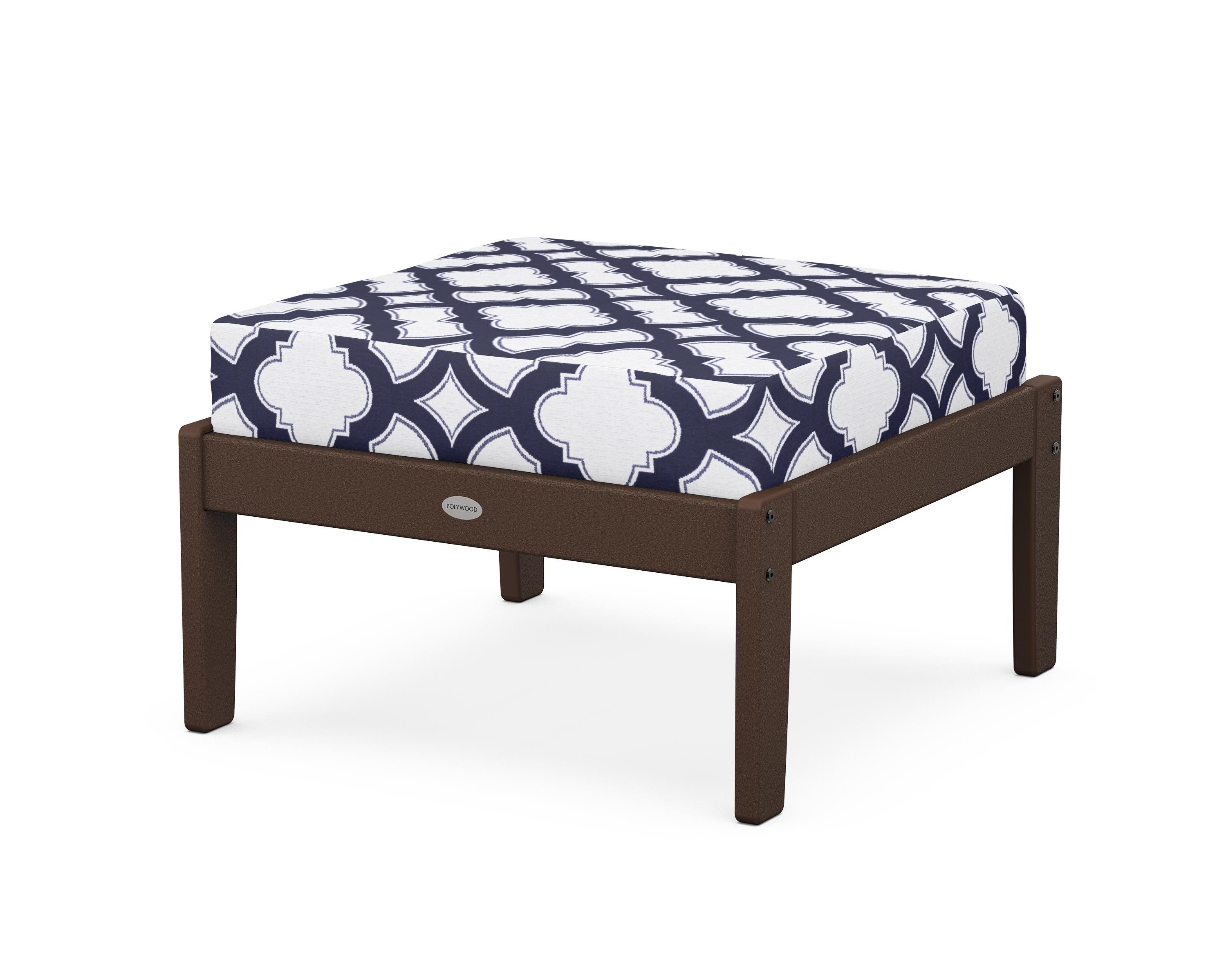 POLYWOOD® Braxton Deep Seating Ottoman in Mahogany / Trellis Navy