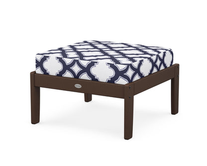 POLYWOOD® Braxton Deep Seating Ottoman in Mahogany / Trellis Navy