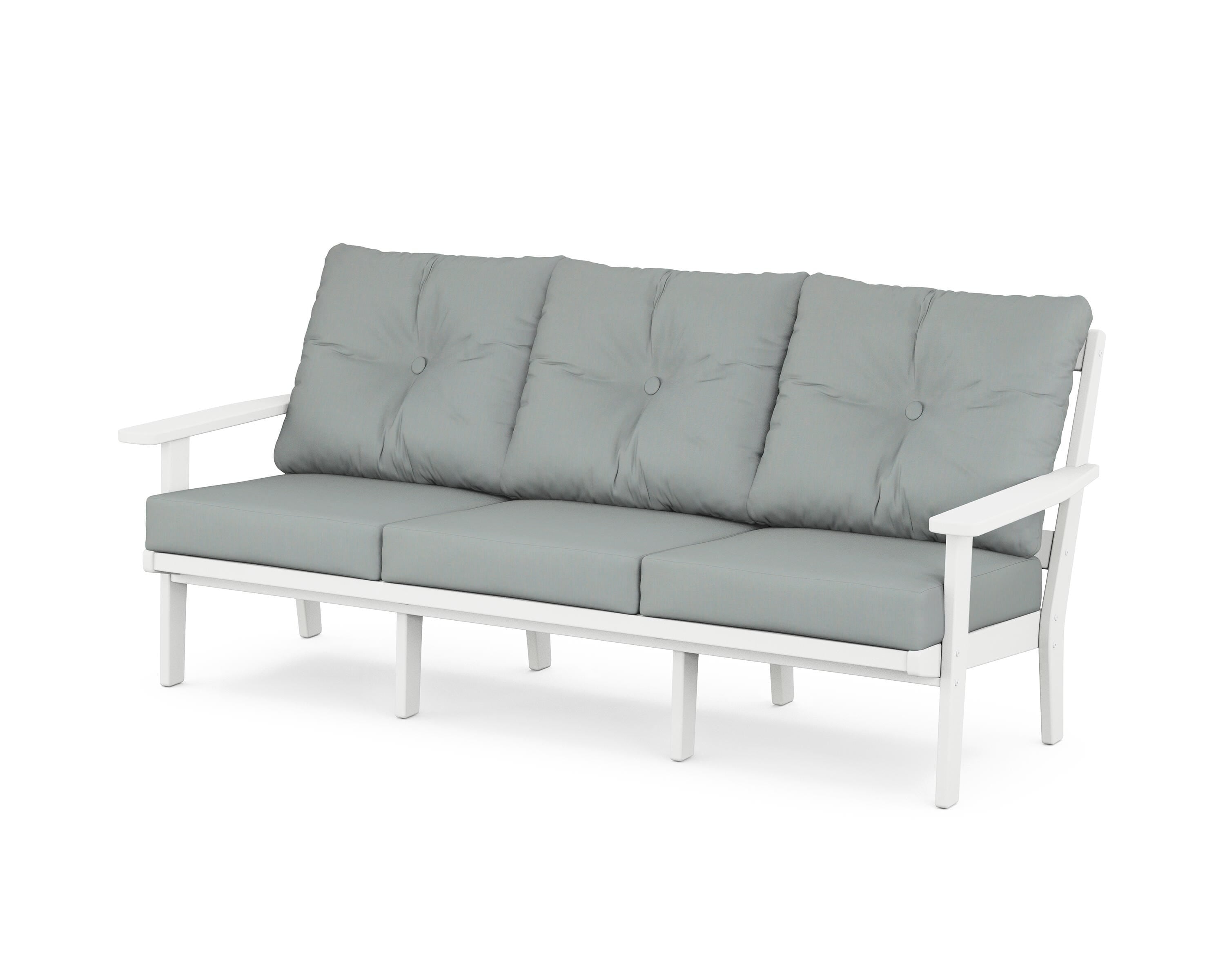 POLYWOOD® Prairie Deep Seating Sofa in White / Spa