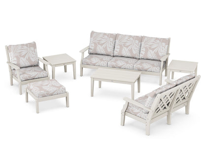 Country Living Wovendale 7-Piece Deep Seating Set in Sand / Leaf Dune Burlap