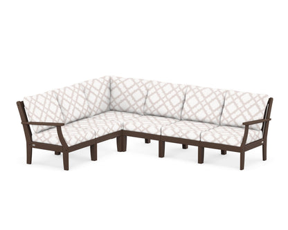 POLYWOOD® Braxton Modular 6-Piece Deep Seating Set in Mahogany / Trellis Dune Burlap