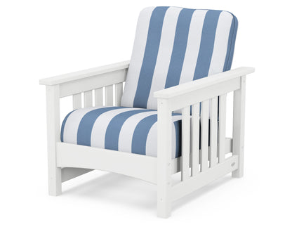 POLYWOOD® Club Mission Chair in White / Cabana Stripe Sky Blue