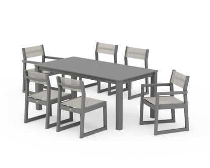 POLYWOOD® EDGE Sling 7-Piece Parsons Dining Set in Slate Grey / Birch Sling