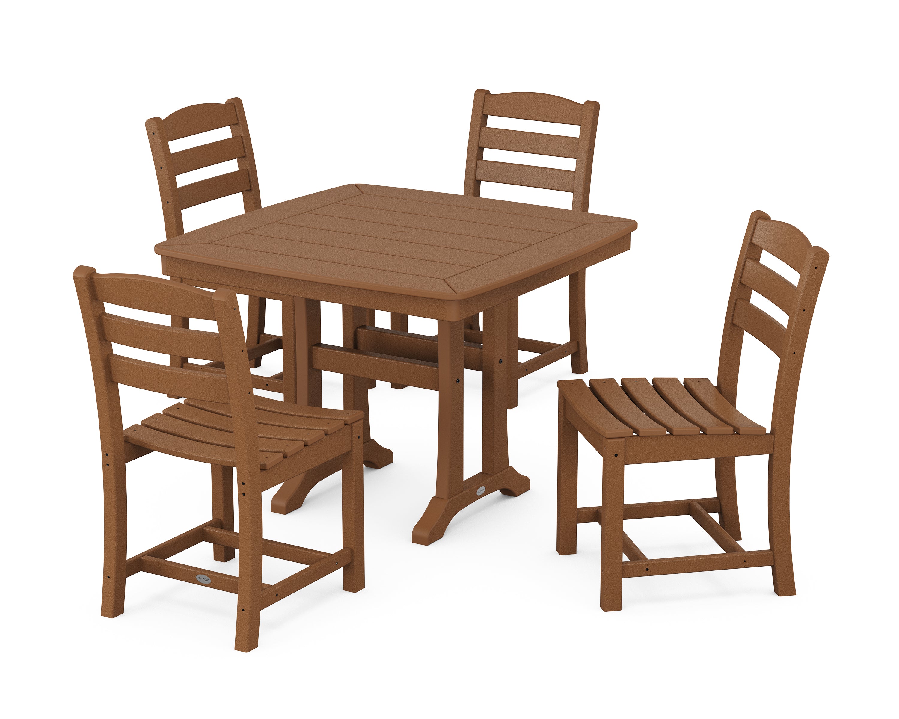 POLYWOOD® La Casa Café Side Chair 5-Piece Dining Set with Trestle Legs in Teak