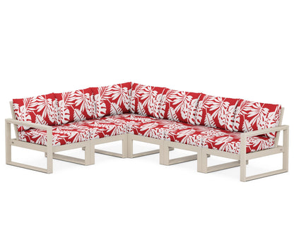 POLYWOOD® EDGE 6-Piece Modular Deep Seating Set in Sand / Leaf Crimson