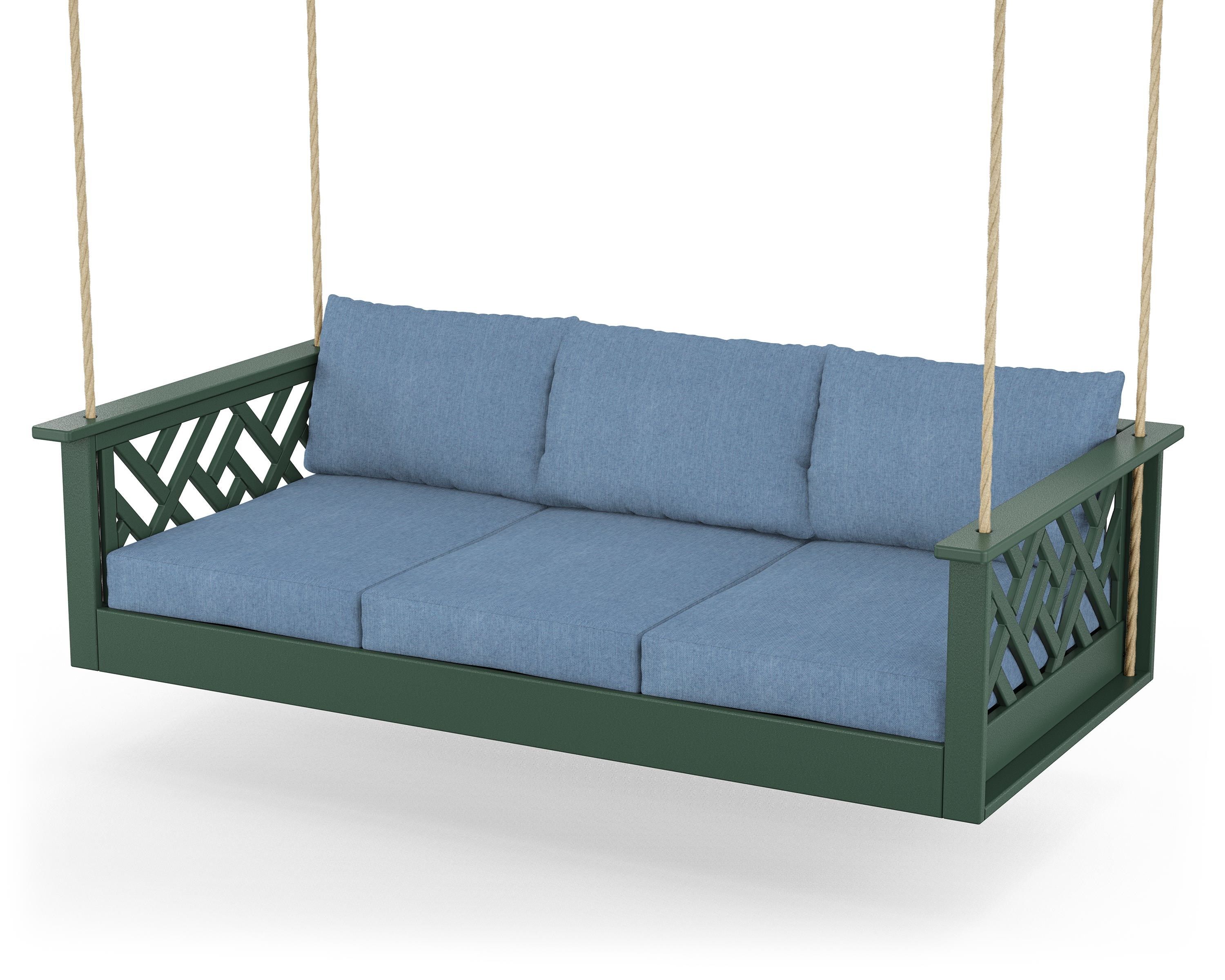 POLYWOOD® Chippendale Daybed Swing in Green / Sky Blue
