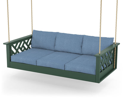 POLYWOOD® Chippendale Daybed Swing in Green / Sky Blue