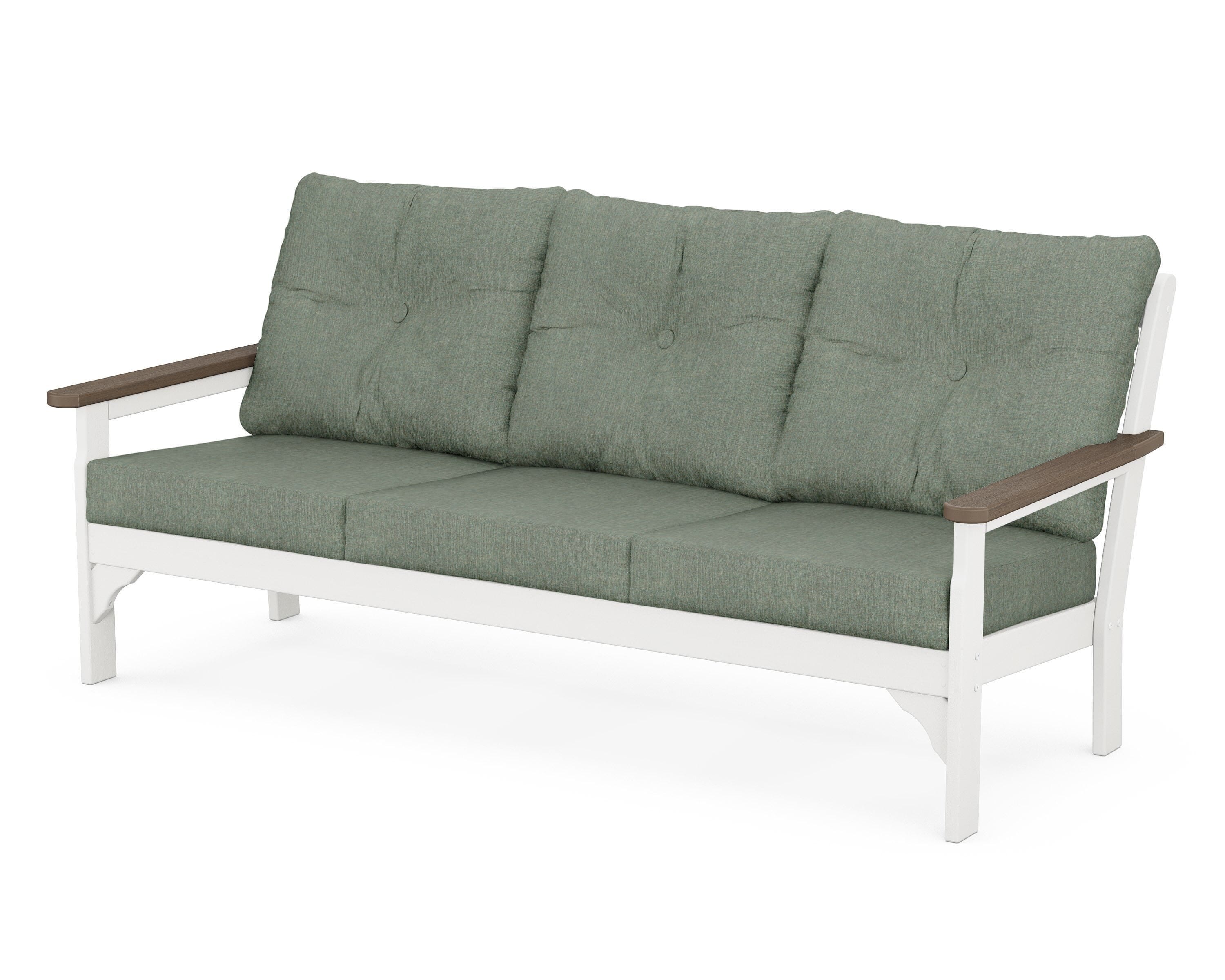 POLYWOOD® Vineyard Deep Seating Sofa in White / Kona / Cast Sage