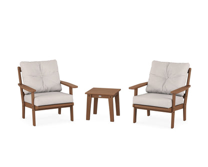 POLYWOOD® Oxford 3-Piece Deep Seating Set in Teak / Dune Burlap