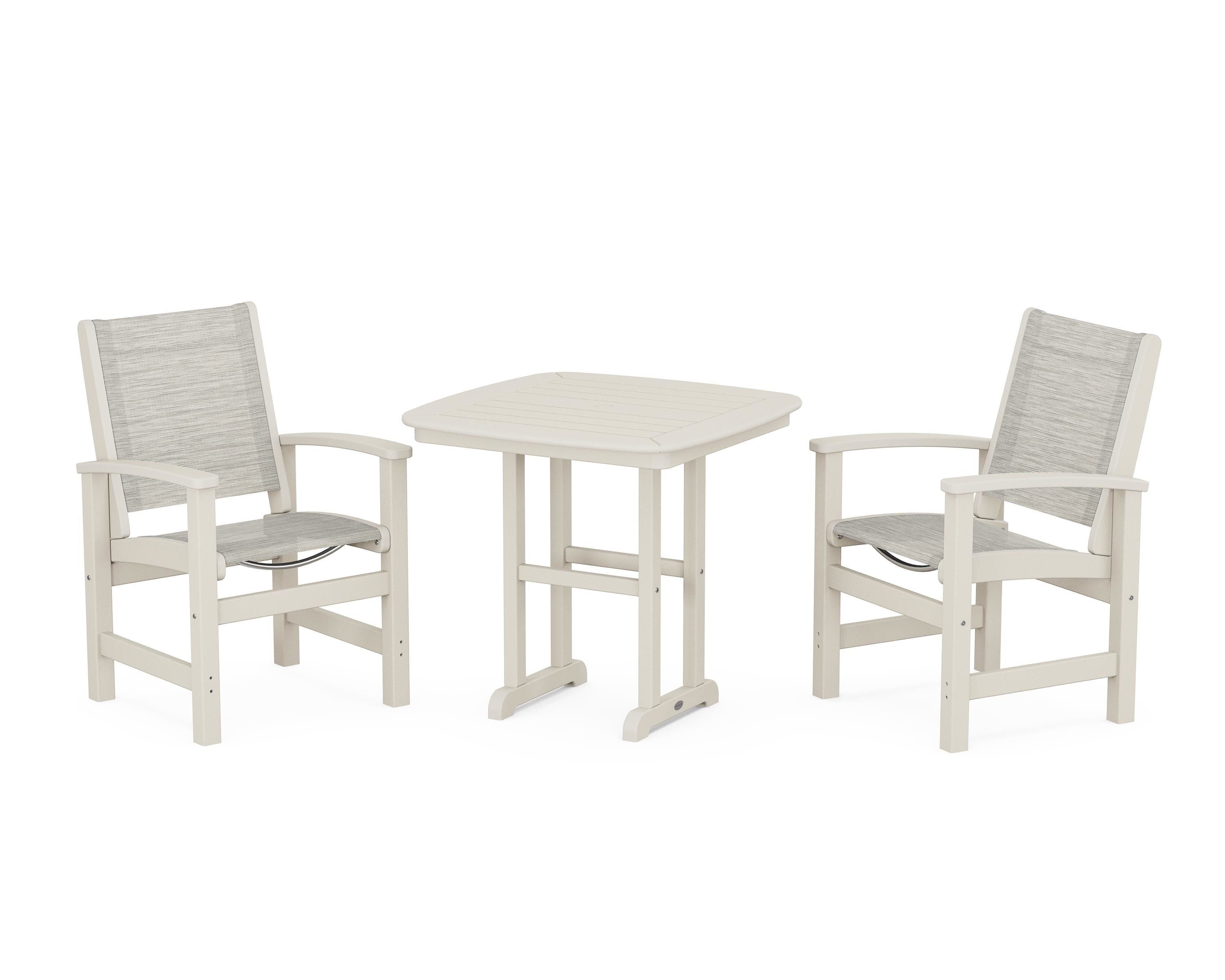 POLYWOOD® Coastal 3-Piece Dining Set in Sand / Birch Sling