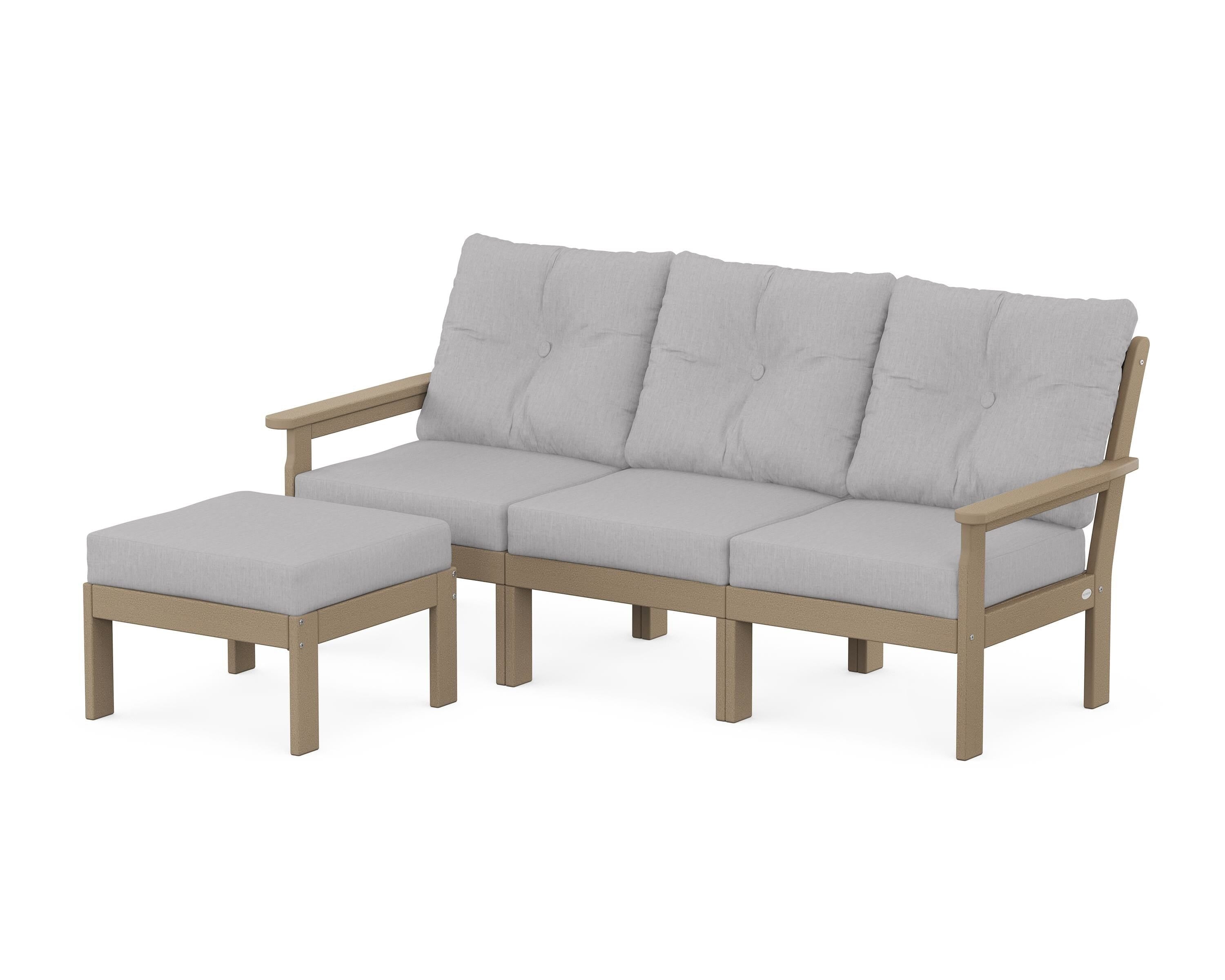 POLYWOOD® Vineyard 4-Piece Sectional with Ottoman in Vintage Sahara / Granite