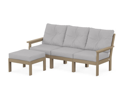 POLYWOOD® Vineyard 4-Piece Sectional with Ottoman in Vintage Sahara / Granite