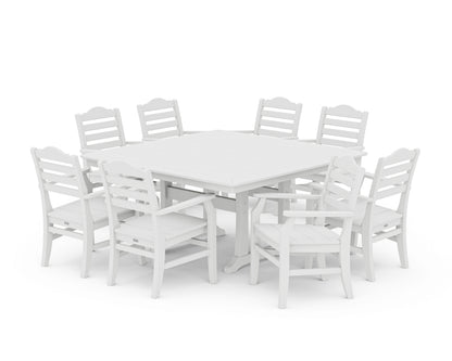 POLYWOOD® Savannah 9-Piece Square Dining Set with Trestle Legs in White