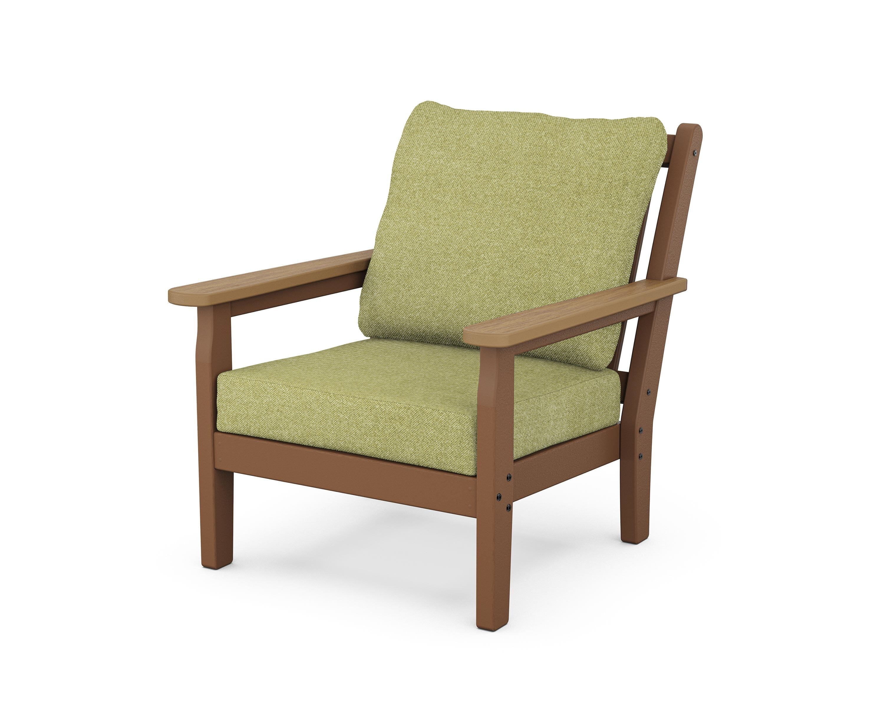 POLYWOOD® Chippendale Deep Seating Chair in Teak / Natural / Chartreuse Boucle