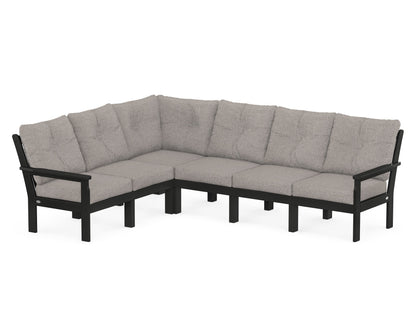 POLYWOOD® Vineyard 6-Piece Sectional in Black / Weathered Tweed