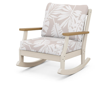 POLYWOOD® Braxton Deep Seating Rocking Chair in Sand / Natural / Leaf Dune Burlap