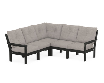 POLYWOOD® Vineyard 5-Piece Sectional in Black / Weathered Tweed