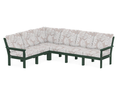 POLYWOOD® Vineyard 6-Piece Sectional in Green / Leaf Dune Burlap