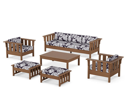 Martha Stewart by POLYWOOD® Acadia 6-Piece Lounge Sofa Set in Teak / Leaf Navy