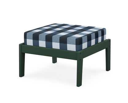 Unbranded Deep Seating Ottoman in Green / Buffalo Plaid Marine Indigo