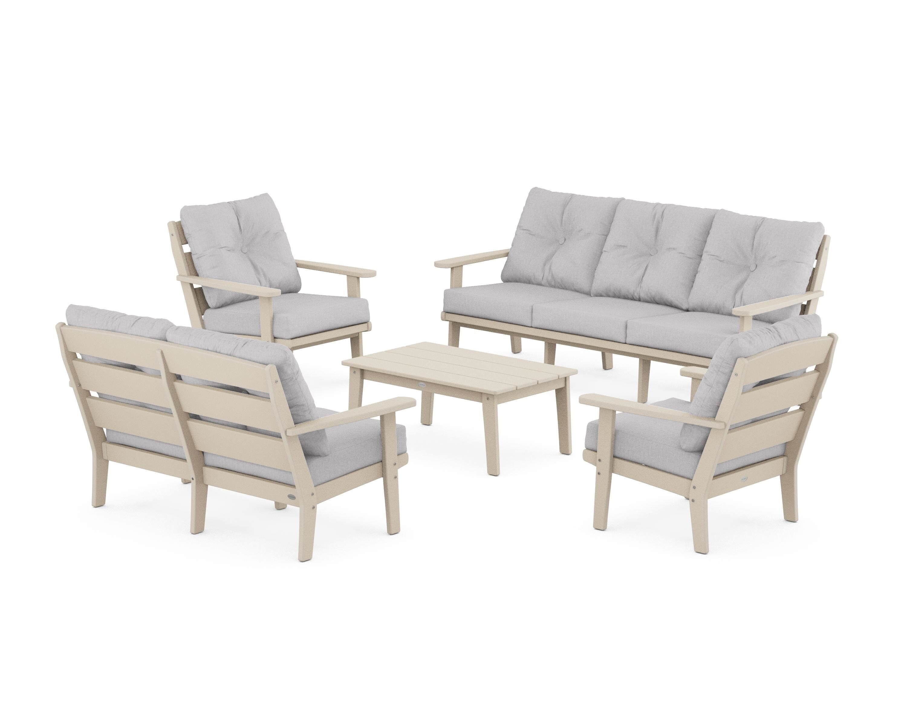 POLYWOOD® Lakeside 5-Piece Lounge Sofa Set in Sand / Granite