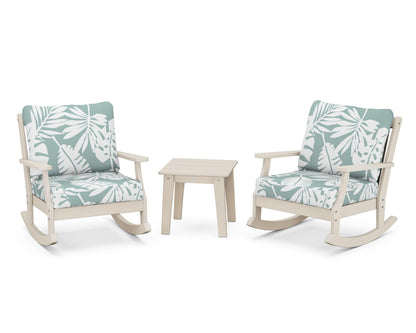 POLYWOOD® Braxton 3-Piece Deep Seating Rocker Set in Sand / Leaf Glacier Spa