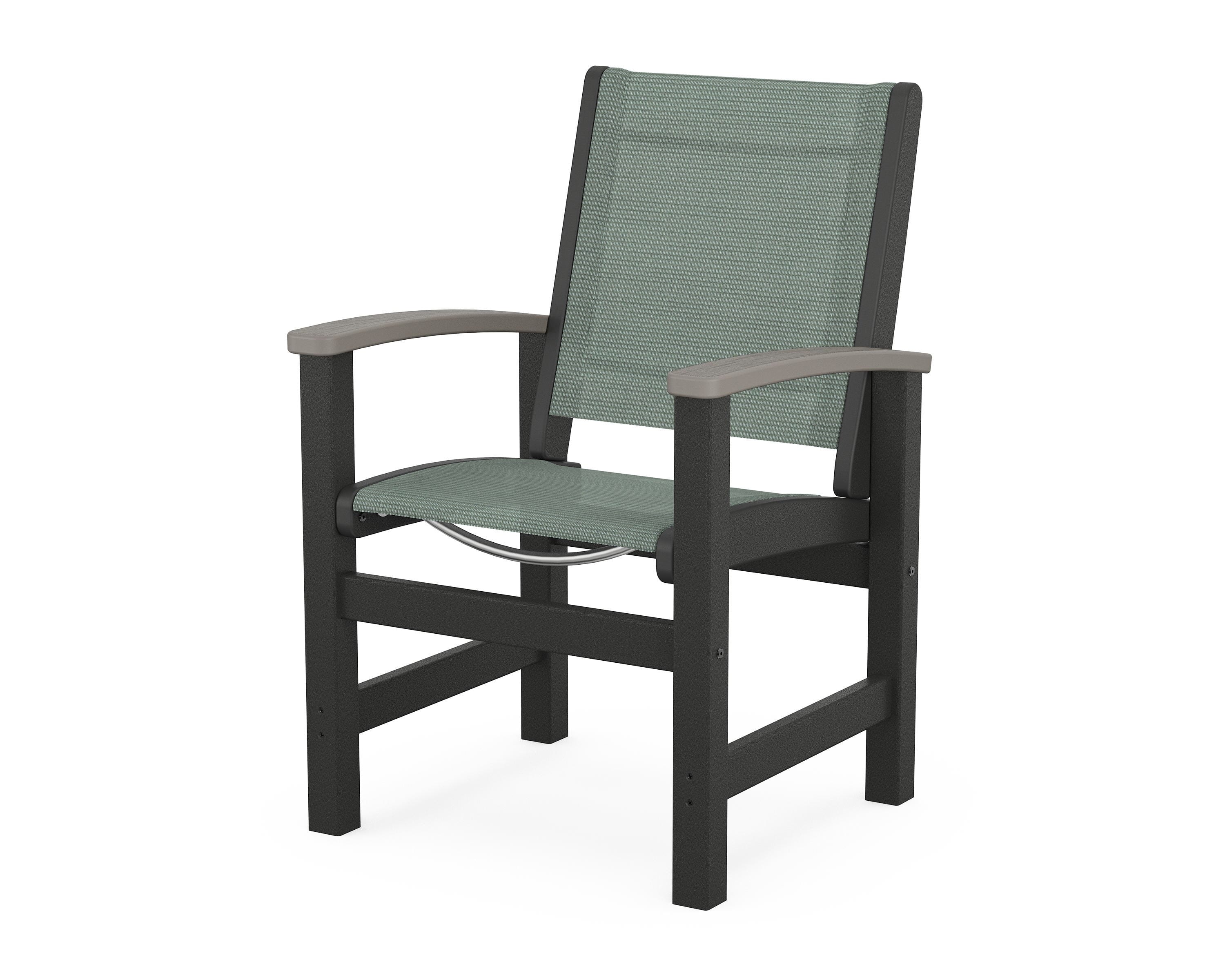 POLYWOOD® Coastal Dining Chair in Black / Driftwood / Dupioni Sea Mist Sling