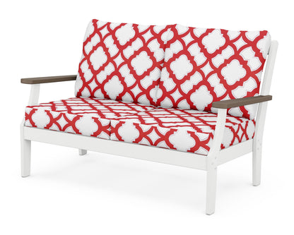 POLYWOOD® Braxton Deep Seating Loveseat in White / Kona / Trellis Crimson