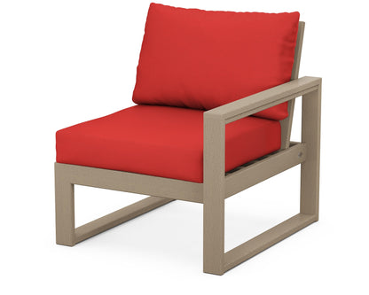 POLYWOOD® EDGE Modular Right Arm Chair in Vintage Sahara / Crimson Linen