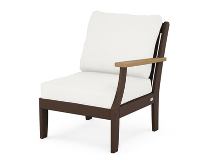 POLYWOOD® Braxton Modular Right Arm Chair in Mahogany / Natural / Natural Linen