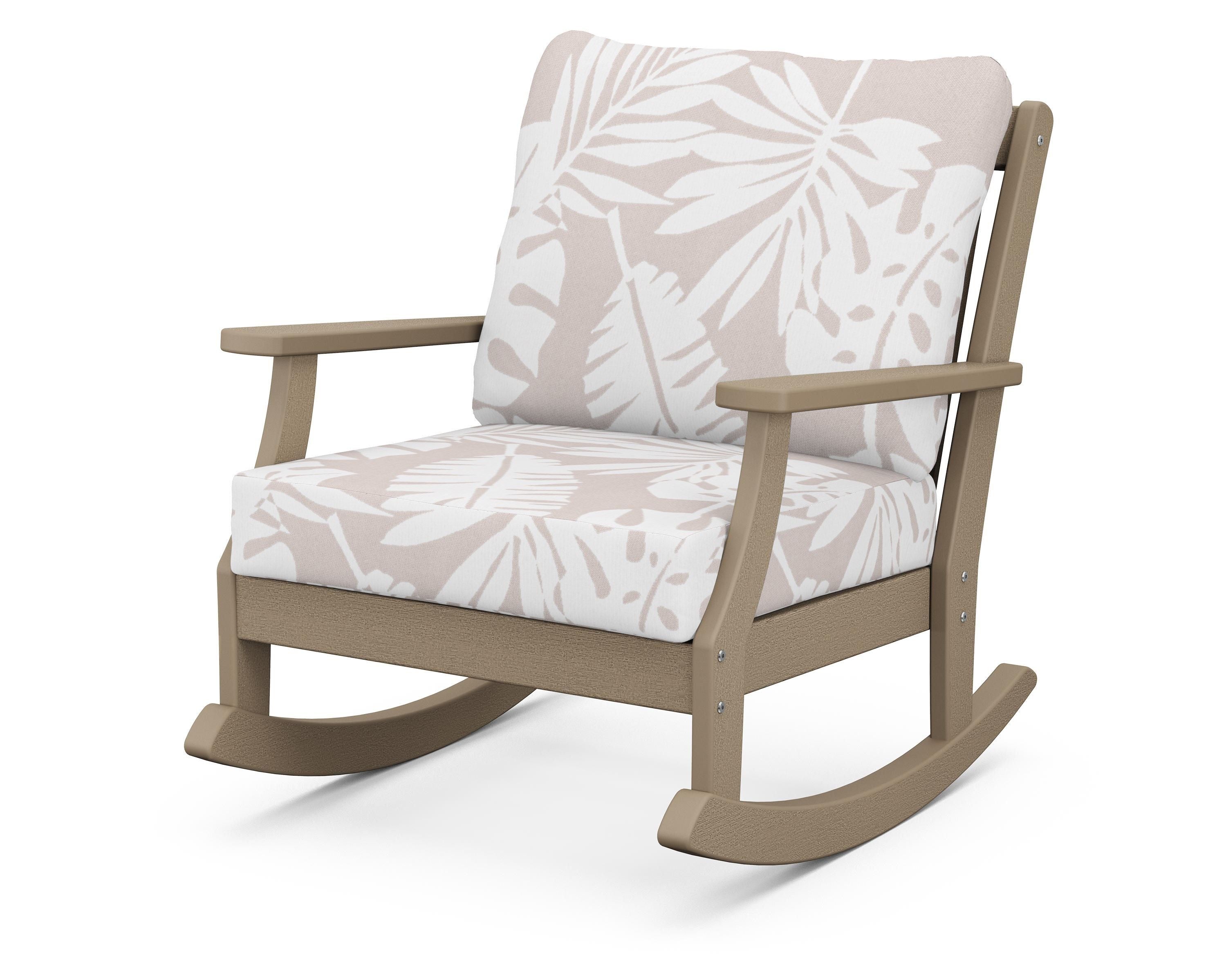 POLYWOOD® Braxton Deep Seating Rocking Chair in Vintage Sahara / Leaf Dune Burlap