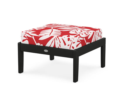 POLYWOOD® Braxton Deep Seating Ottoman in Black / Leaf Crimson