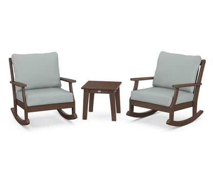 POLYWOOD® Braxton 3-Piece Deep Seating Rocker Set in Mahogany / Spa