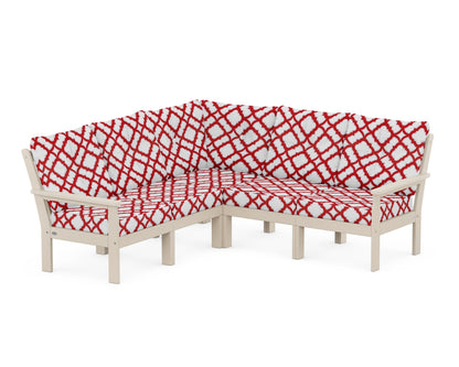 POLYWOOD® Vineyard 5-Piece Sectional in Sand / Trellis Crimson