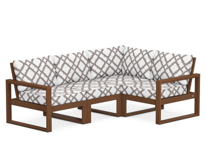 POLYWOOD® EDGE 4-Piece Modular Deep Seating Set in Teak / Trellis Grey Mist