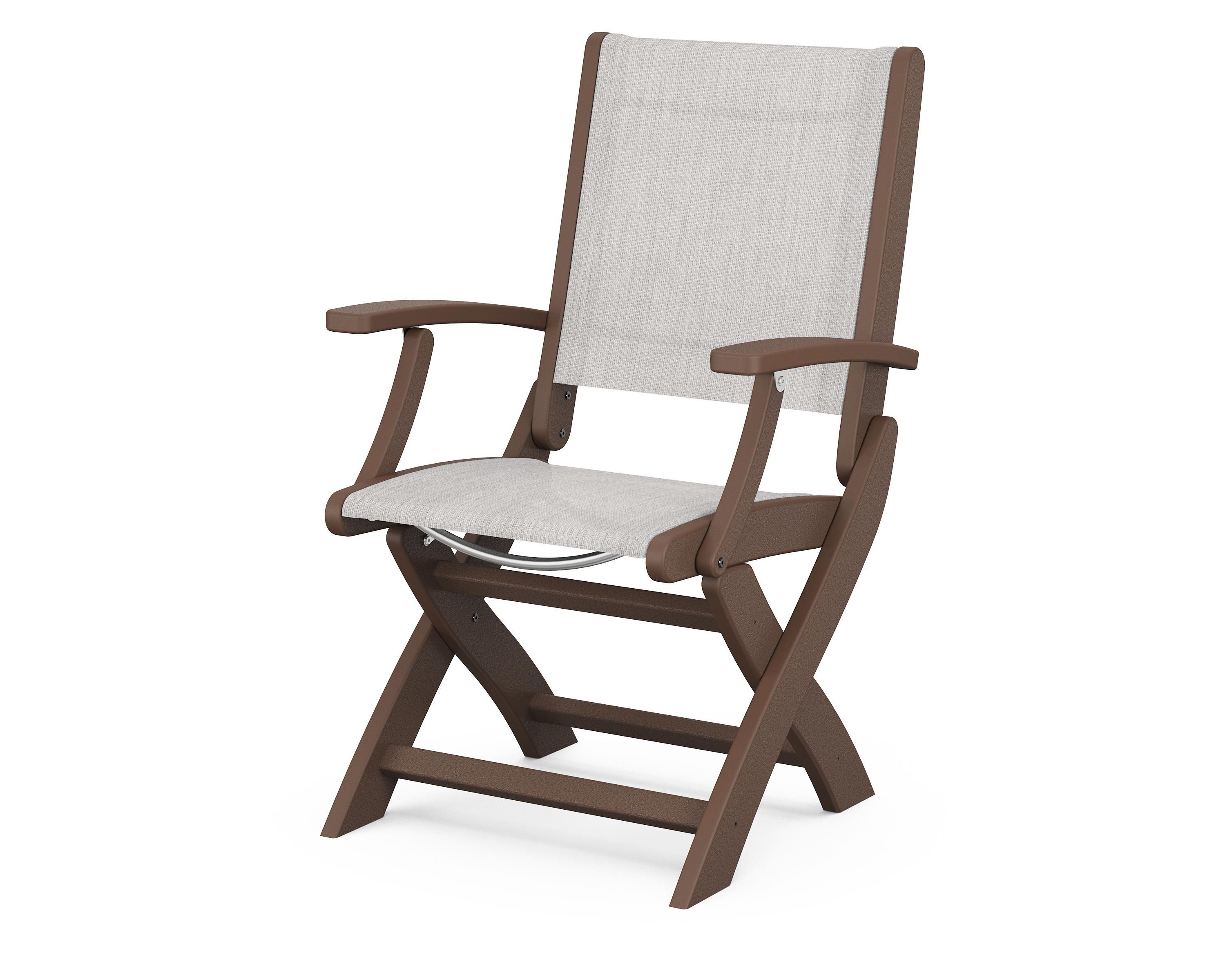 POLYWOOD® Coastal Folding Chair in Mahogany / Parchment Sling