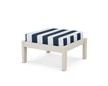 Unbranded Deep Seating Ottoman in Sand / Cabana Stripe Marine Indigo