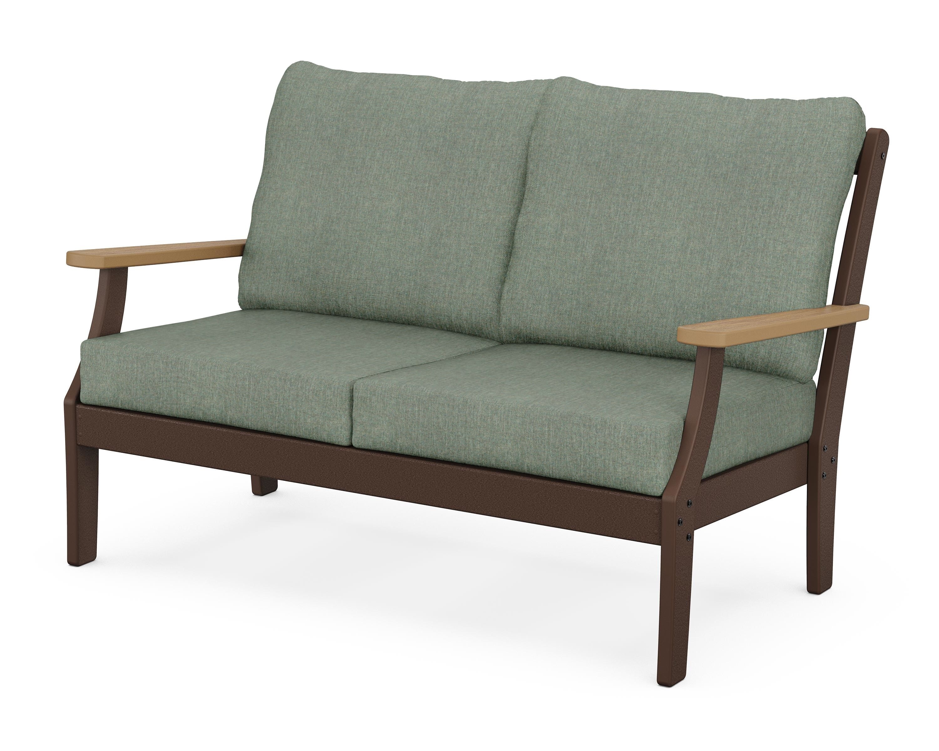 POLYWOOD® Braxton Deep Seating Loveseat in Mahogany / Natural / Cast Sage
