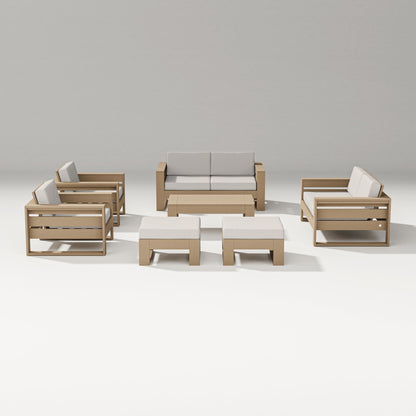 PW Designer Series Latitude 7-Piece Lounge Loveseat Set in Vintage Sahara / Cast Ash
