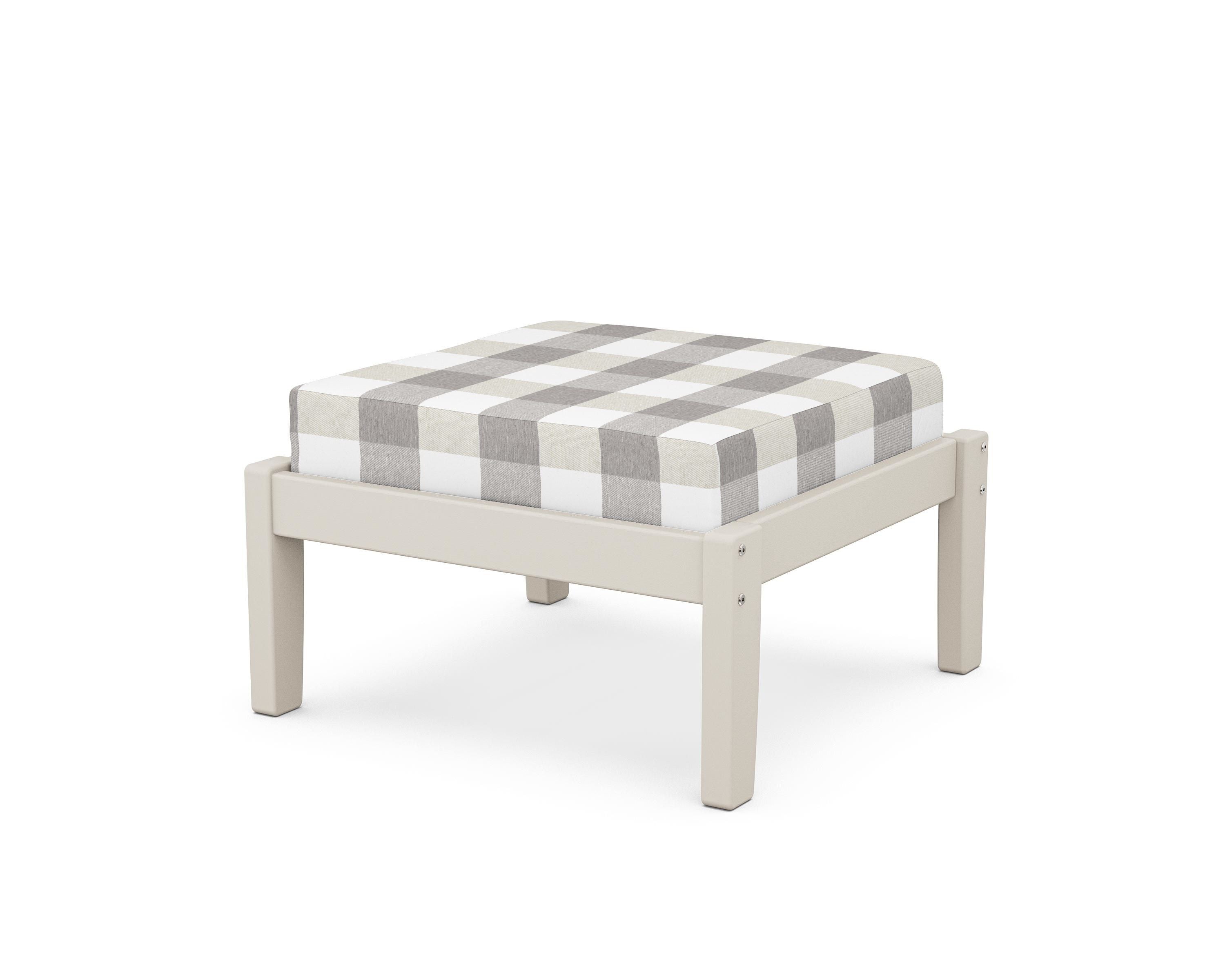 Unbranded Deep Seating Ottoman in Sand / Buffalo Plaid Grey Mist