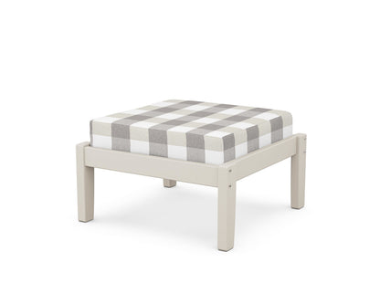 Unbranded Deep Seating Ottoman in Sand / Buffalo Plaid Grey Mist