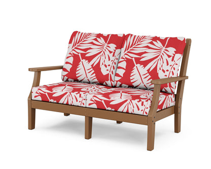 Country Living Wovendale Deep Seating Loveseat in Teak / Leaf Crimson