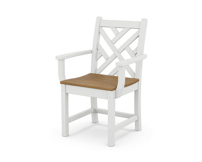 POLYWOOD® Chippendale Dining Arm Chair in White / Natural