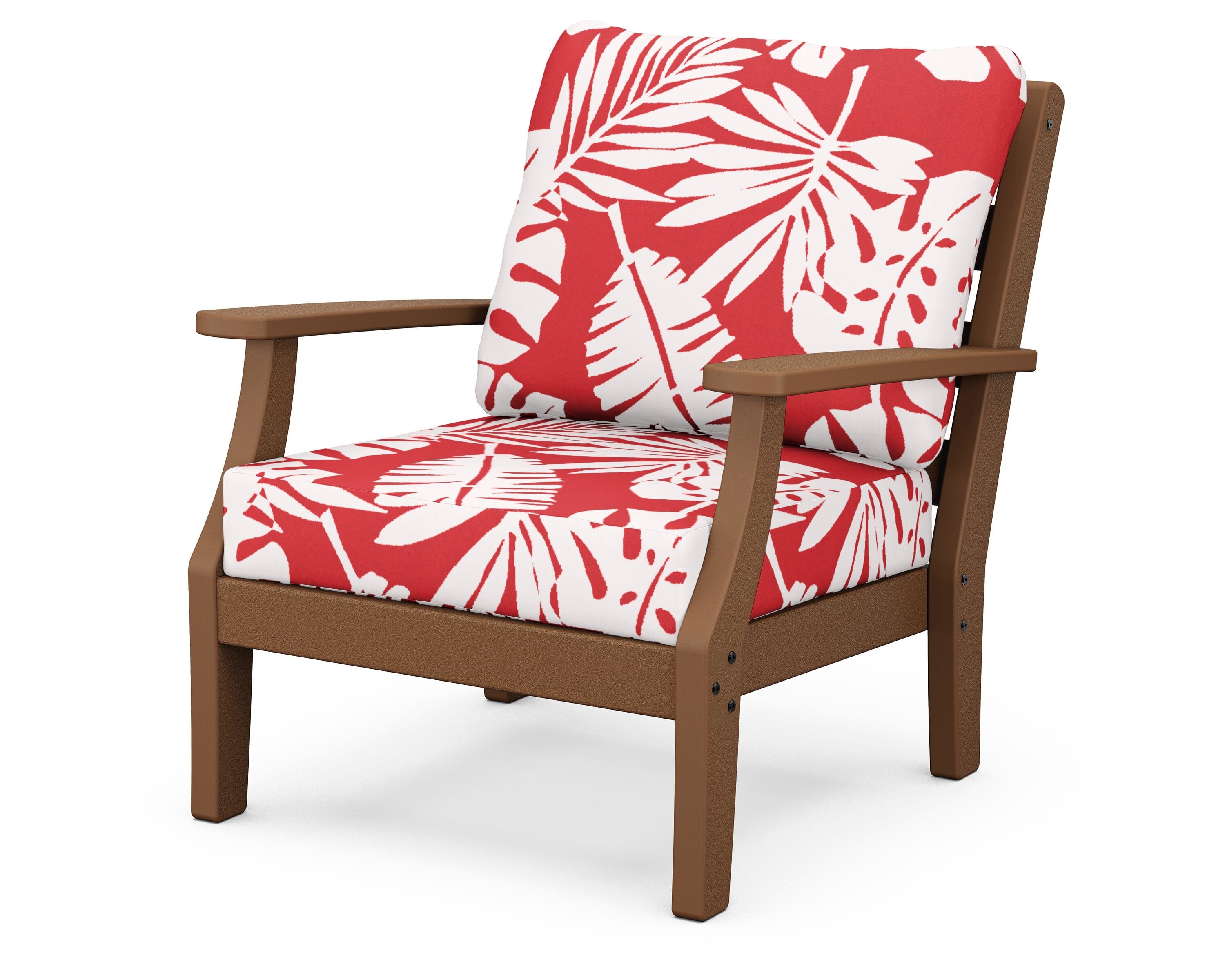 POLYWOOD® Chesapeake Deep Seating Chair in Teak / Leaf Crimson