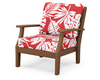 POLYWOOD® Chesapeake Deep Seating Chair in Teak / Leaf Crimson
