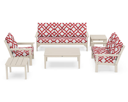 POLYWOOD® Vineyard 6-Piece Deep Seating Set in Sand / Trellis Crimson
